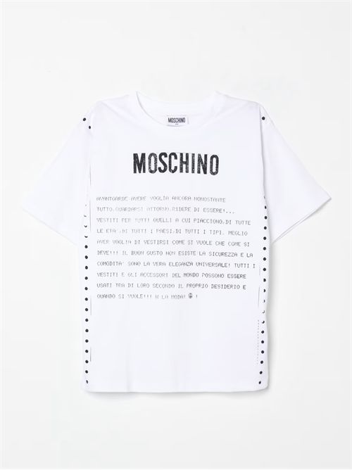 T-shirt in cotone con stampa logo Moschino MOSCHINO KIDS | HQM050LAA02/10101